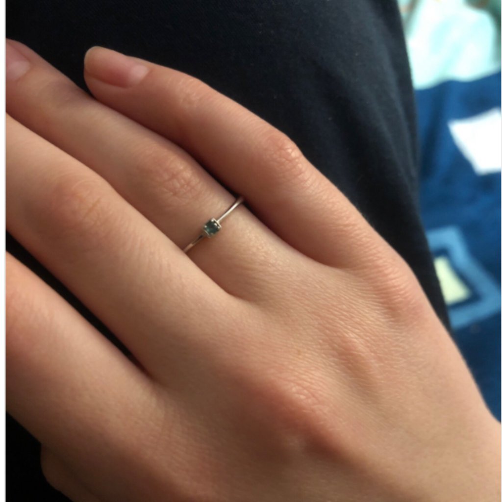 Sterling Silver Ring With Green Topaz Solitaire